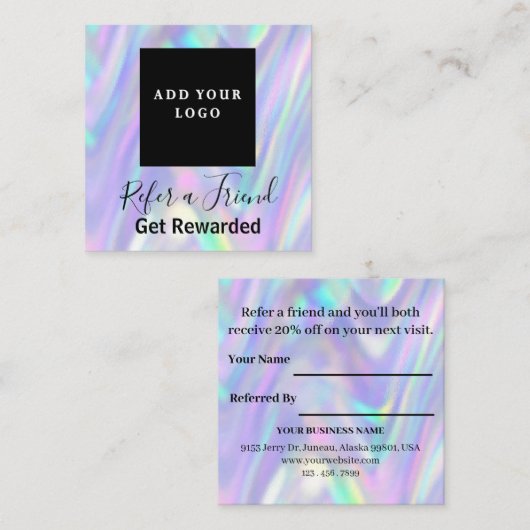 Moderne Holographic Business Logo Promotion Aanbevelingskaartje (Voorkant / Achterkant)