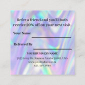 Moderne Holographic Business Logo Promotion Aanbevelingskaartje (Achterkant)
