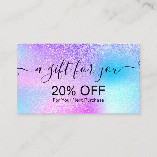 Moderne Holographic Discount Kaart Kortingskaartje (Voorkant)