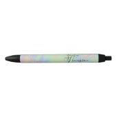Moderne Holographic Effect Script Rainbow Pastel B Zwarte Inkt Pen (Voorkant)