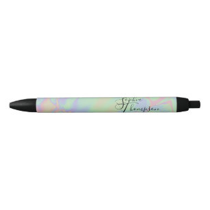 Moderne Holographic Effect Script Rainbow Pastel B Zwarte Inkt Pen