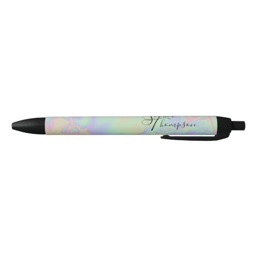 Moderne Holographic Effect Script Rainbow Pastel B Zwarte Inkt Pen (Bodem)