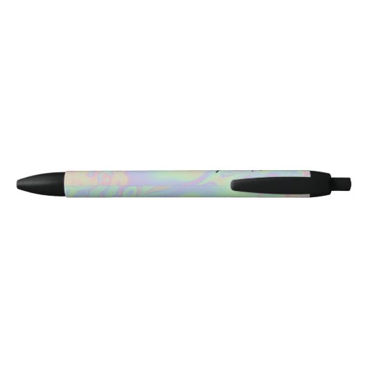 Moderne Holographic Effect Script Rainbow Pastel B Zwarte Inkt Pen (Achterkant)