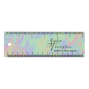 Moderne Holographic Effect Script Rainbow Pastel Lineaal