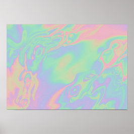 Moderne Holographic Effect Script Rainbow Pastel Poster