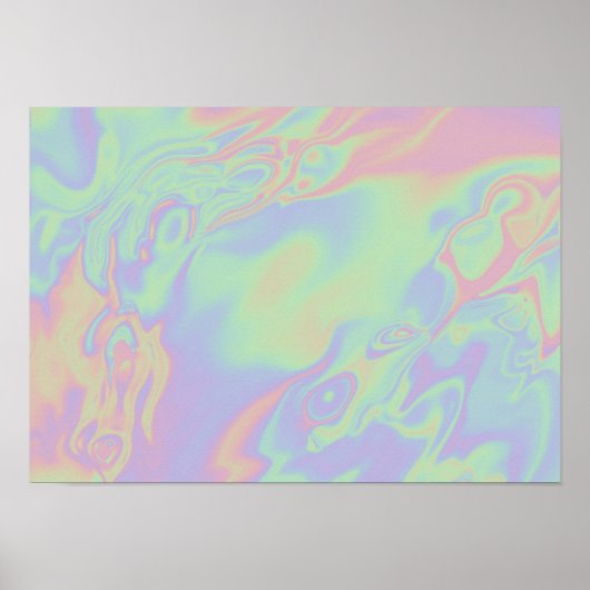 Moderne Holographic Effect Script Rainbow Pastel Poster (Voorkant)