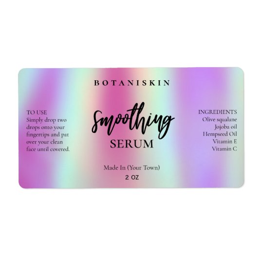 Moderne Holographic Face Serum Labels (Voorkant)