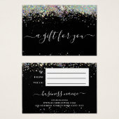 Moderne holographic Glitter Black Cadeaubonnen Visitekaartje (Voorkant /achterkant)