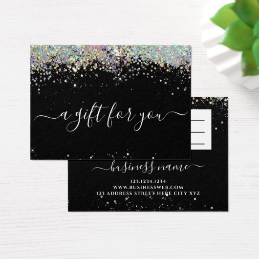 Moderne holographic Glitter Black Cadeaubonnen Visitekaartje (Bureau)