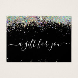 Moderne holographic Glitter Black Cadeaubonnen Visitekaartje