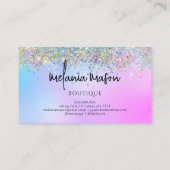 Moderne Holographic Glitter Paarse Boutique shop Visitekaartje (Achterkant)