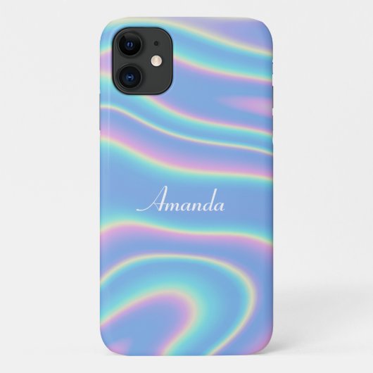 Moderne Holographic Iridescent Personalized Name Case-Mate iPhone Case (Achterkant)