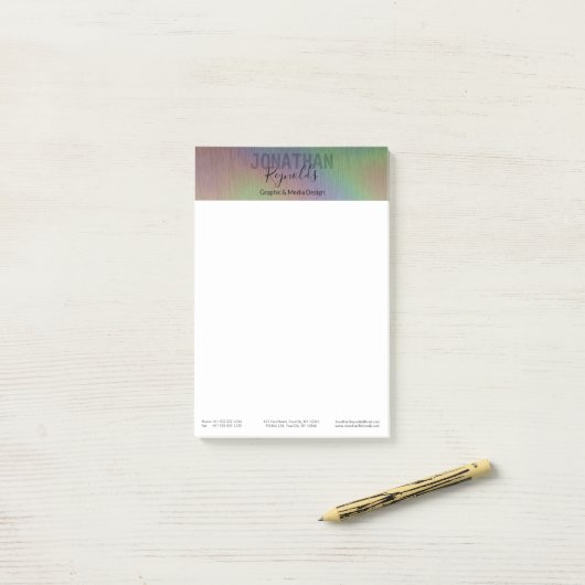 Moderne Holographic Metal Name - Post-it® notes (Op bureau)