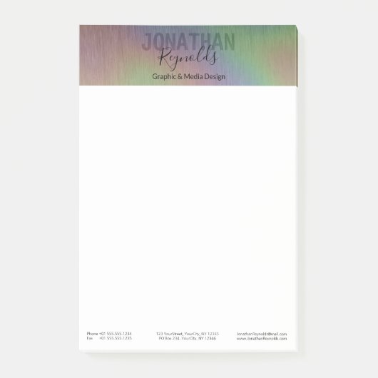 Moderne Holographic Metal Name - Post-it® notes (Voorkant)