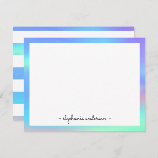 Moderne Holographic Personalized Stationery Notitiekaartje (Voorkant / Achterkant)