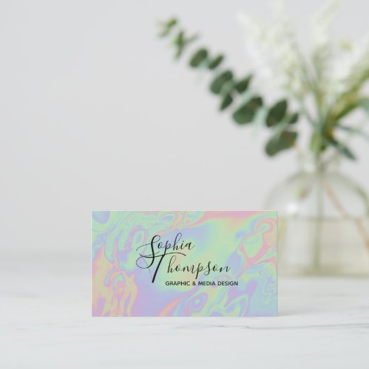 Moderne Holographic Script Pastel Appointcard Afsprakenkaartje (Staand voorkant)