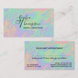 Moderne Holographic Script Pastel Appointcard Afsprakenkaartje