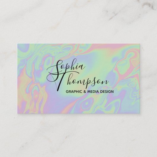Moderne Holographic Script Pastel Appointcard Afsprakenkaartje (Voorkant)