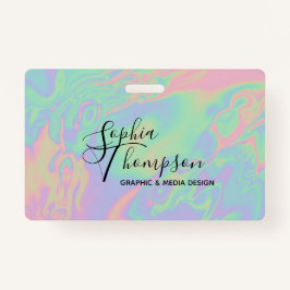 Moderne Holographic Script Rainbow Pastel - Badge