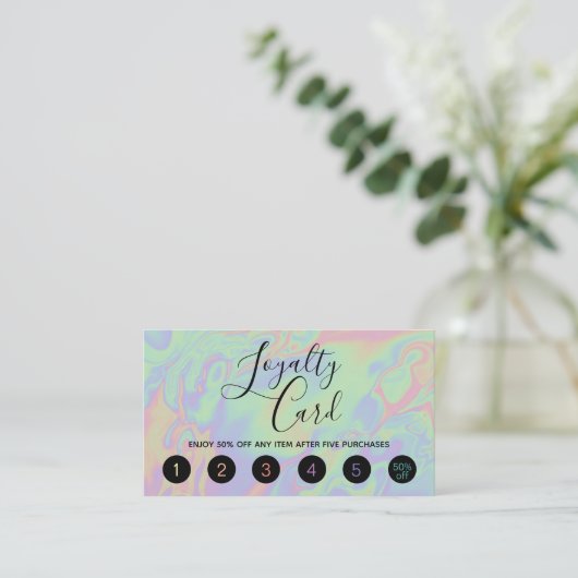 Moderne Holographic Script Rainbow Pastel Loyalty (Staand voorkant)