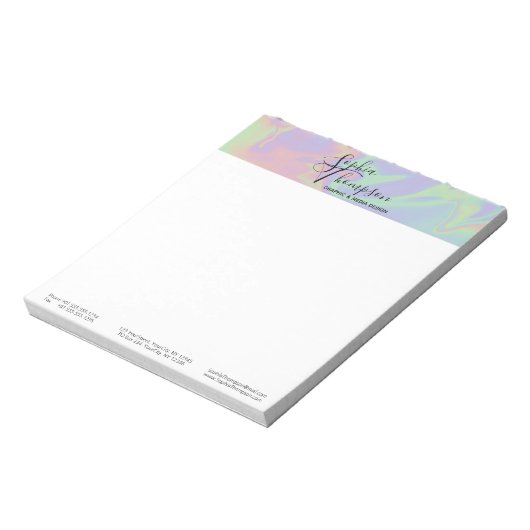 Moderne Holographic Script Rainbow Pastel - Notiti Notitieblok (Linkerzijde)
