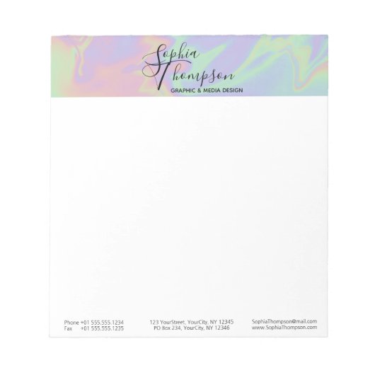 Moderne Holographic Script Rainbow Pastel - Notiti Notitieblok (Voorkant)