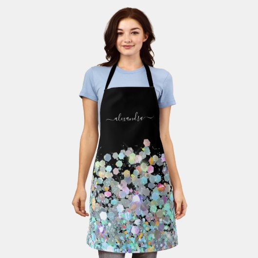 Moderne holographic Sparkle Glitter Custom Black Schort (Gedragen)