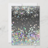 Moderne Holographic Sparkly Glitter Black Wedding Kaart (Achterkant)