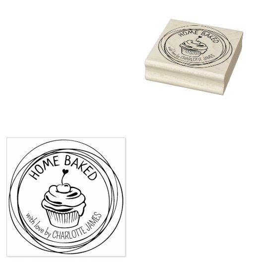 Moderne Home Baked Cupcakes Rubberstempel (Gestempeld)