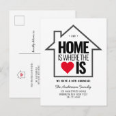 Moderne Home Heart Change New Address Moving Aankondigingskaart (Voorkant / Achterkant)