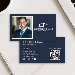 Moderne Home Logo Realtor Foto Marine Blauw Visitekaartje