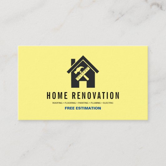 Moderne Home Renovation Reparation Handyman Yellow Visitekaartje (Voorkant)