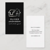 Moderne Home Zilveren Lijn Kunstwerk | Onroerend g Visitekaartje (Voorkant / Achterkant)