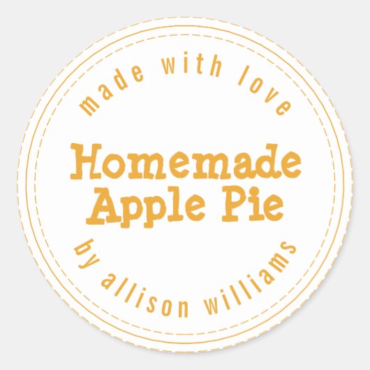 Moderne Homemade Apple Pie Mellow Yellow White Ronde Sticker (Voorkant)