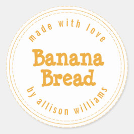 Moderne Homemade Banana Bread Mellow Yellow White Ronde Sticker