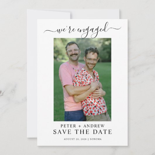 Moderne homo-trouwfoto Save The Date Kaart (Voorkant)