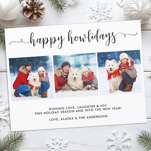 Moderne Hond Foto Collage Kerstmis Happy Howholida Feestdagenkaart