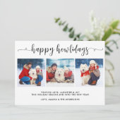 Moderne Hond Foto Collage Kerstmis Happy Howholida Feestdagenkaart (Staand voorkant)