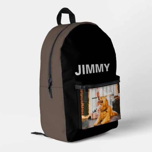 Moderne Hond Foto Zwart Eenvoudig Bedrukte Rugzak (Achterkant Hoek Links)