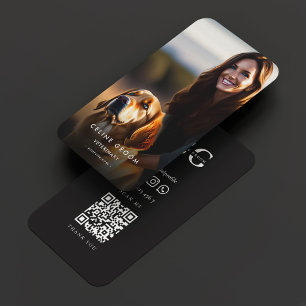 Moderne hond Groomer Dierenarts Dierenarts Vet Fot Contactkaartje