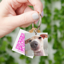 Moderne hond Huisdier Social Media QR Code Foto Sleutelhanger