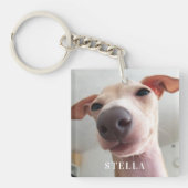 Moderne hond Huisdier Social Media QR Code Foto Sleutelhanger (Voorkant)