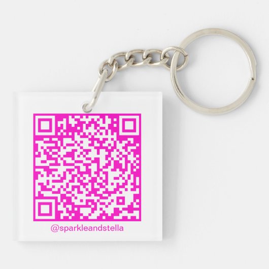 Moderne hond Huisdier Social Media QR Code Foto Sleutelhanger (Achterkant)