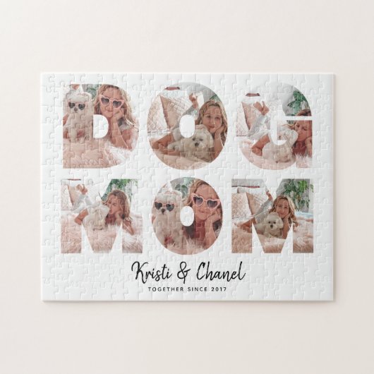 Moderne hond mam 6 Aangepaste tekst voor fotocolla Legpuzzel (Horizontaal)