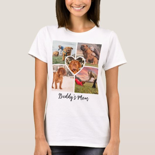 Moderne Hond Moeder Custom Pet Fotocollage met Naa T-shirt (Voorkant)