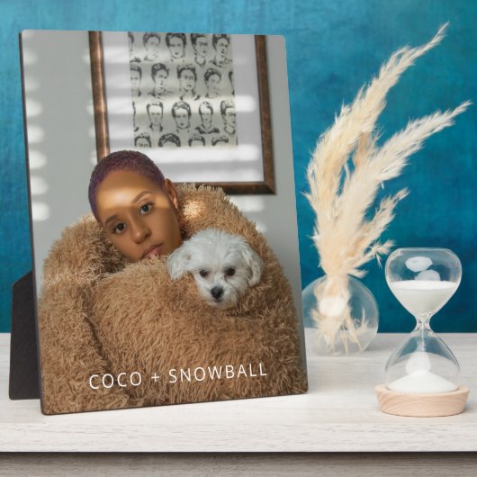 Moderne hond moeder en hond huisdier foto Keepsake Fotoplaat (Zijkant)