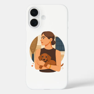 Moderne Hond Moeder Esthetiek Met Cute Puppy iPhone 16 Hoesje