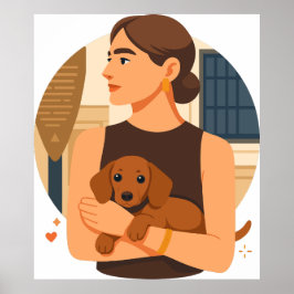 Moderne Hond Moeder Esthetiek Met Cute Puppy Poster