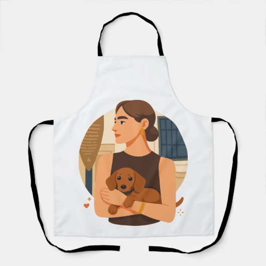 Moderne Hond Moeder Esthetiek Met Cute Puppy Schort (Voorkant)
