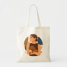 Moderne Hond Moeder Esthetiek Met Cute Puppy Tote Bag